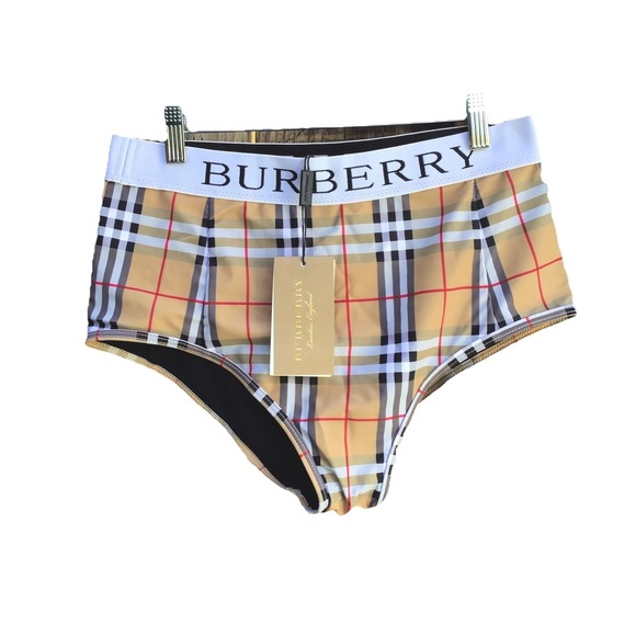 Burberry Other - Burberry Vintage Check Logo Waist Bikini Bottoms Swimwear Womens XL NWT